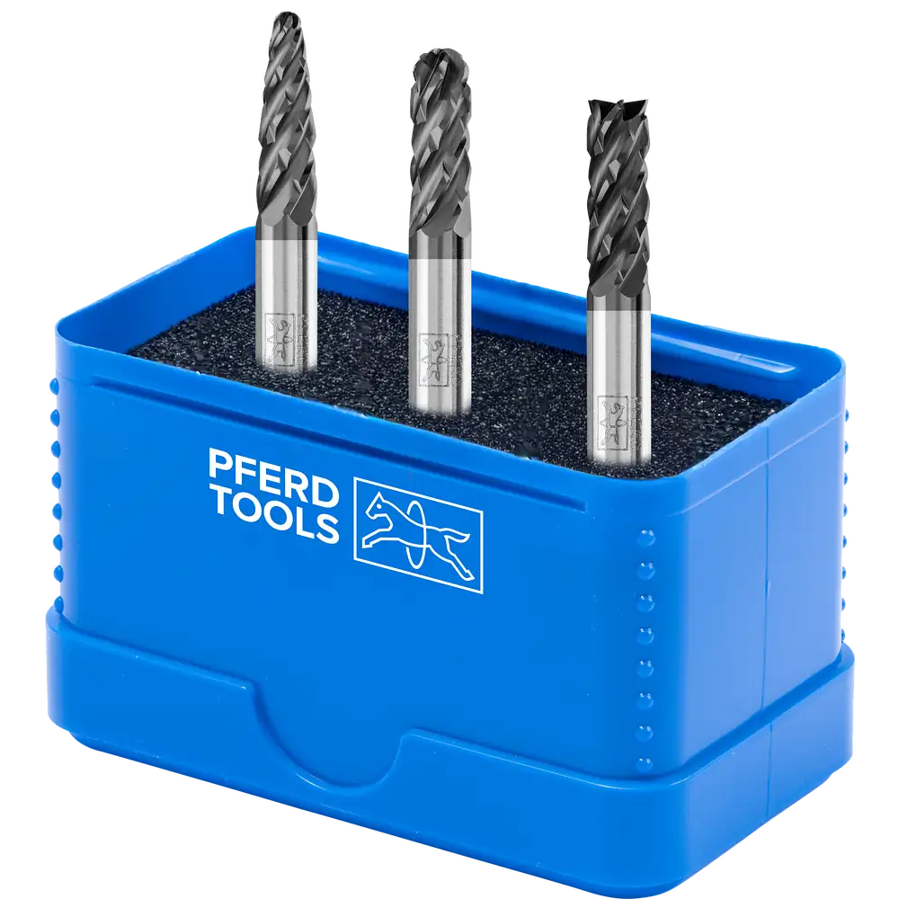 PFERD TOOLS Hartmetall Hochleistungsfrässtift Set 1806 STEEL 3-tlg Ø 6mm Schaft-Ø 6mm HICOAT beschichtet für Stahl