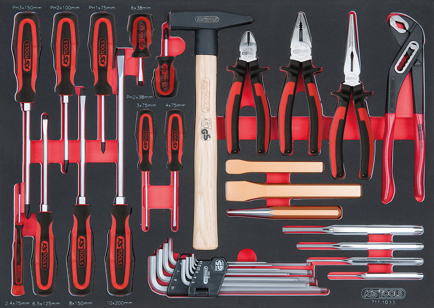KS Tools SCS Zangen- und Schraubendreher-Satz, 33-tlg in 1-1 Systemeinlage