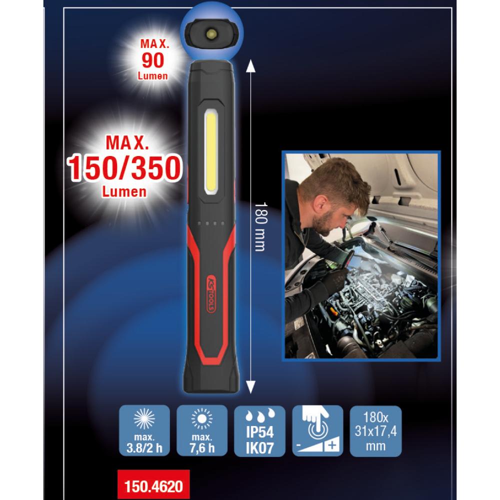 KS Tools eQiUltimateBEAM Handleuchte slim 350 Lumen