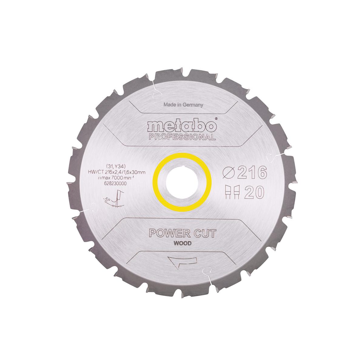 Metabo Sägeblatt "power cut wood - professional", 216x2,4 / 1,8x30, Z20 WZ 5° neg.