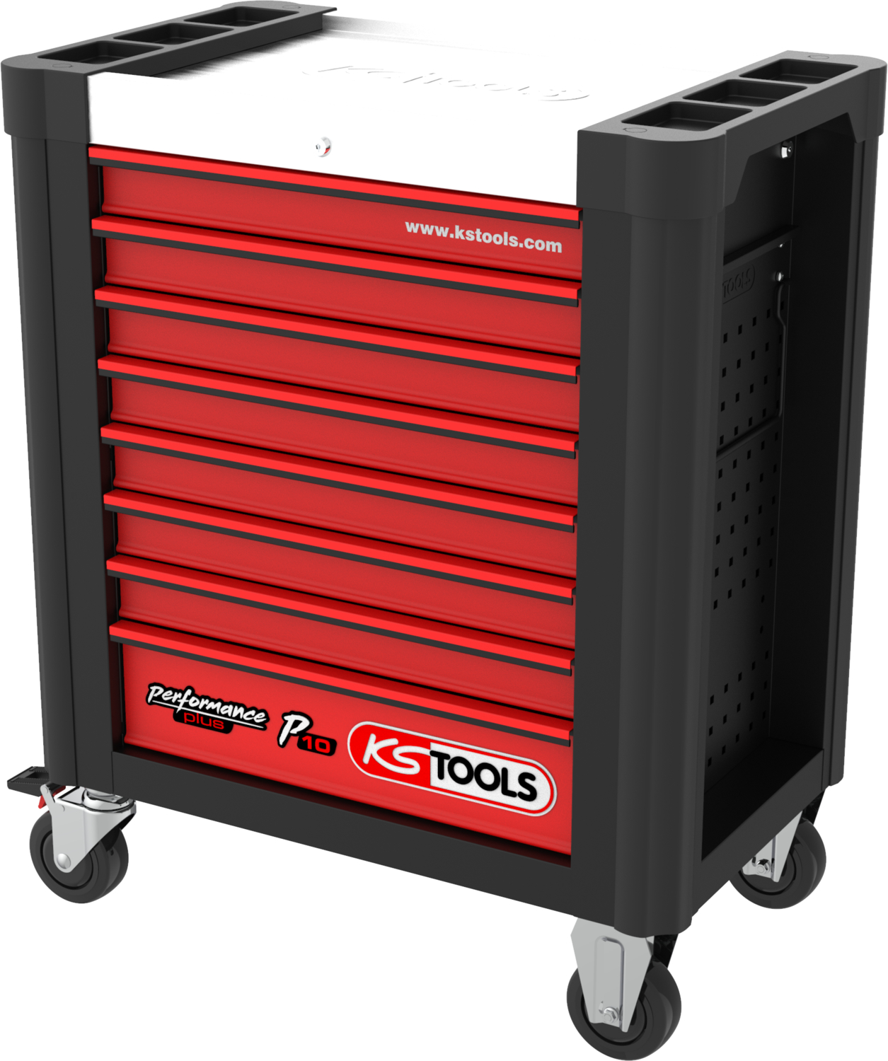 KS Tools PERFORMANCEplus P10 SCHWARZ-ROT Werkstattwagen mit 8 Schubladen