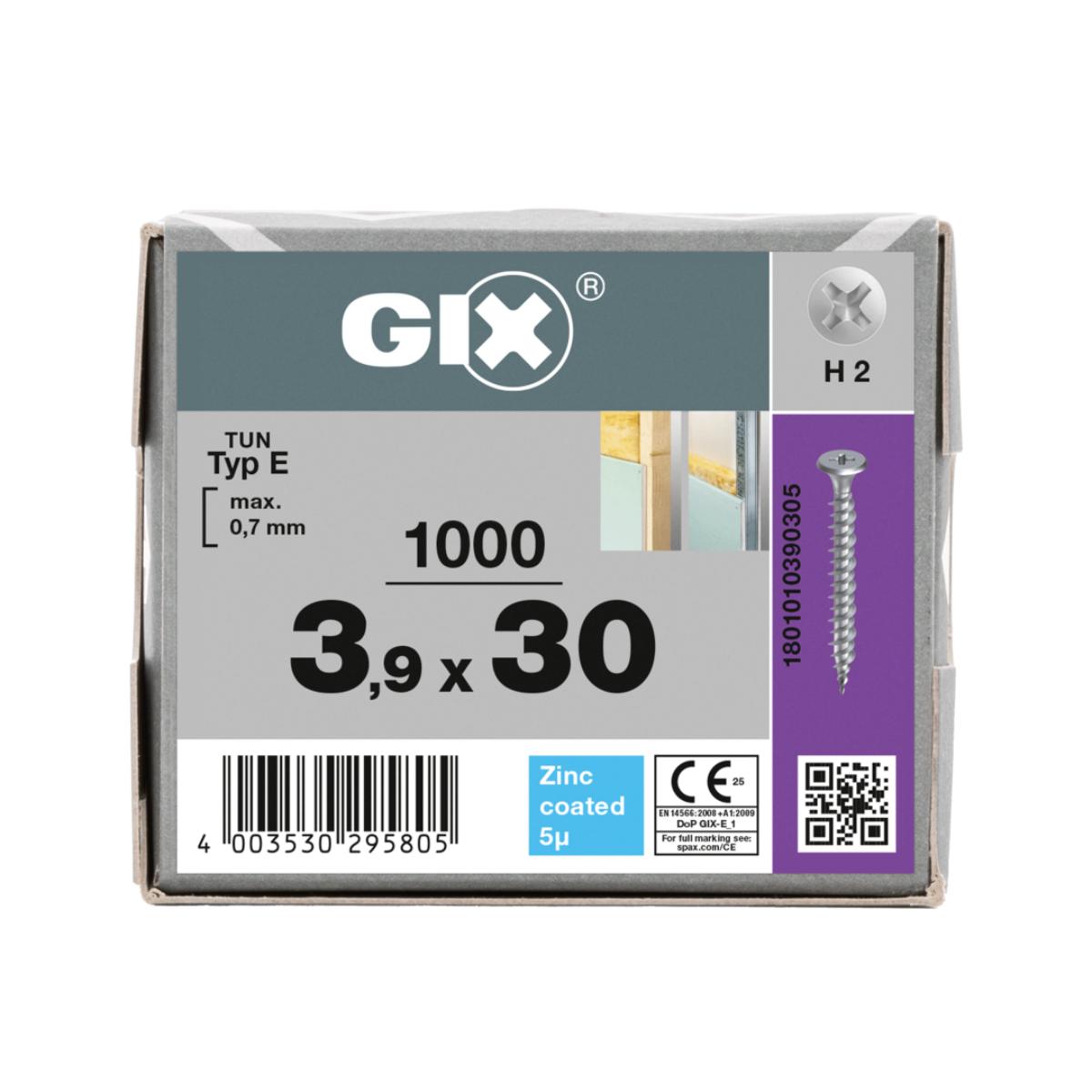 SPAX Trockenbauschraube GIX-E für Metall und Holz 3,9 x 30 mm Trompetenkopf 1000 Stück