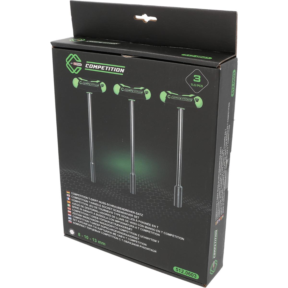 COMPETITION T-Griff-Nuss-Schraubendreher 3-teiliegs Set