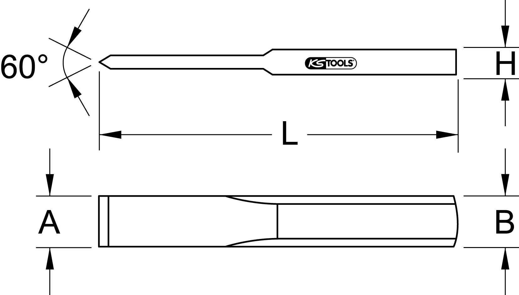 KS Tools Fugenmeißel, flach oval