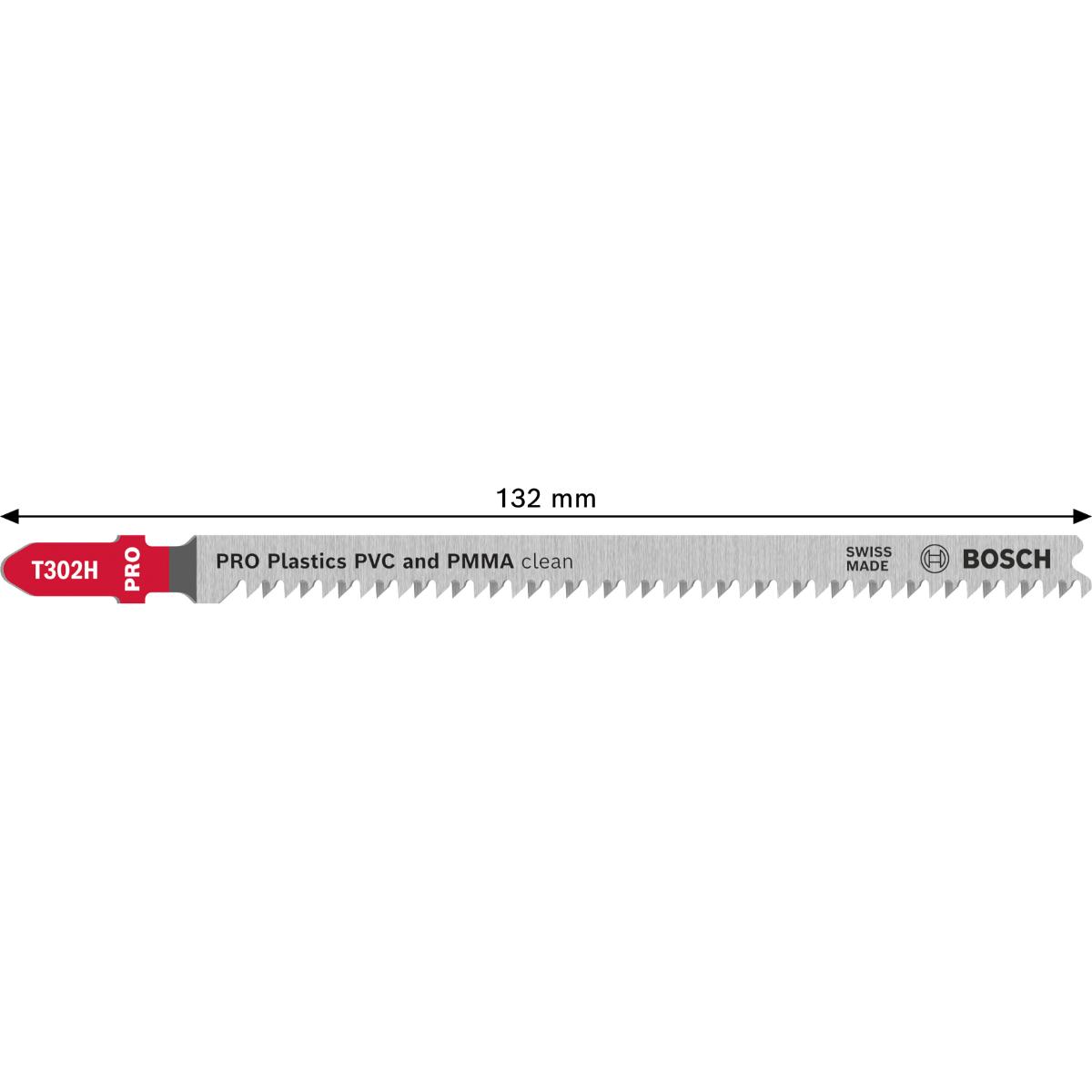 Bosch PRO Plastics PVC clean T302H Stichsägeblatt, 132 mm, 3-Stück