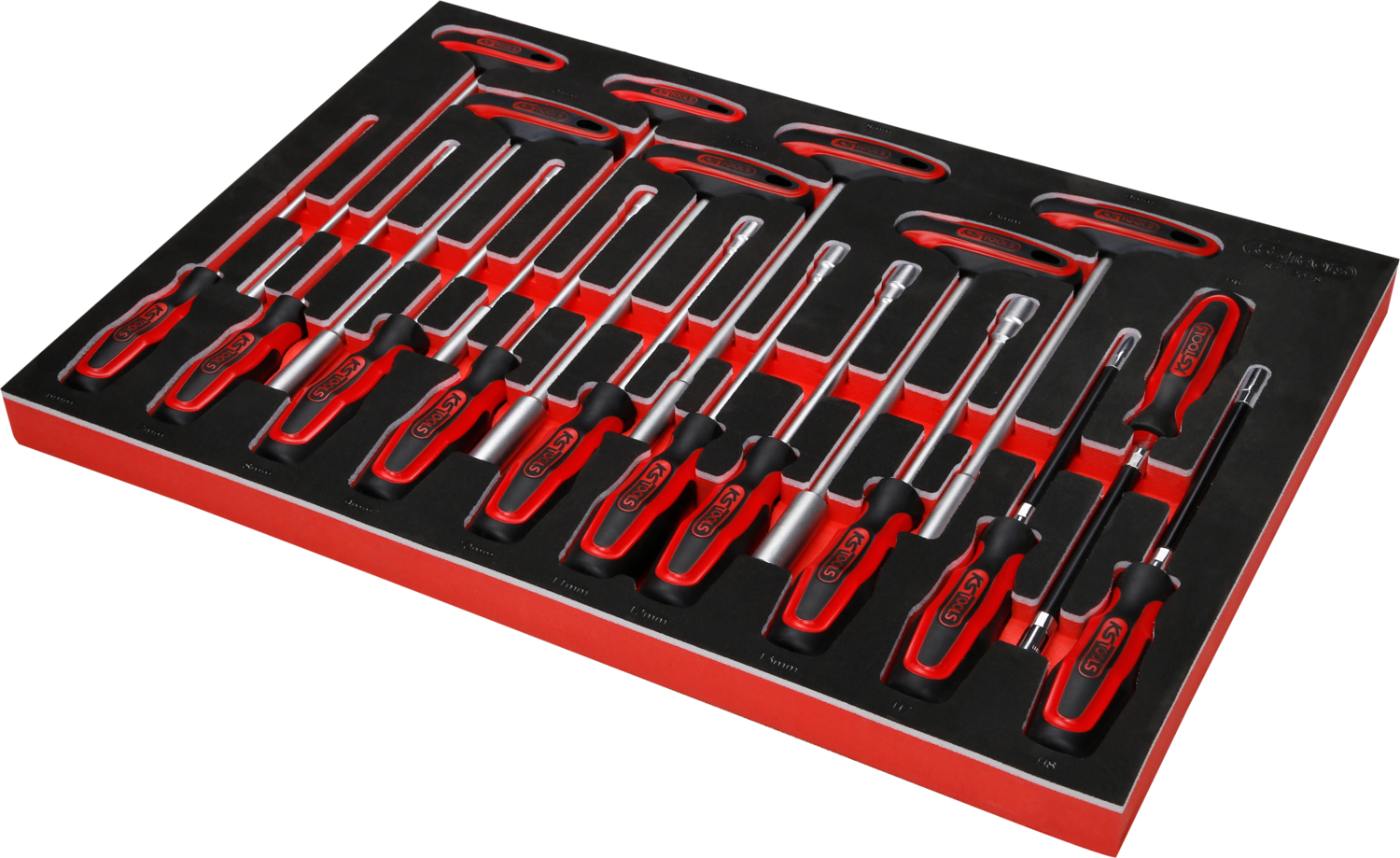 KS Tools T-Griff-Winkelstiftschlüssel-Satz in Schaumstoffeinlage, 18-tlg