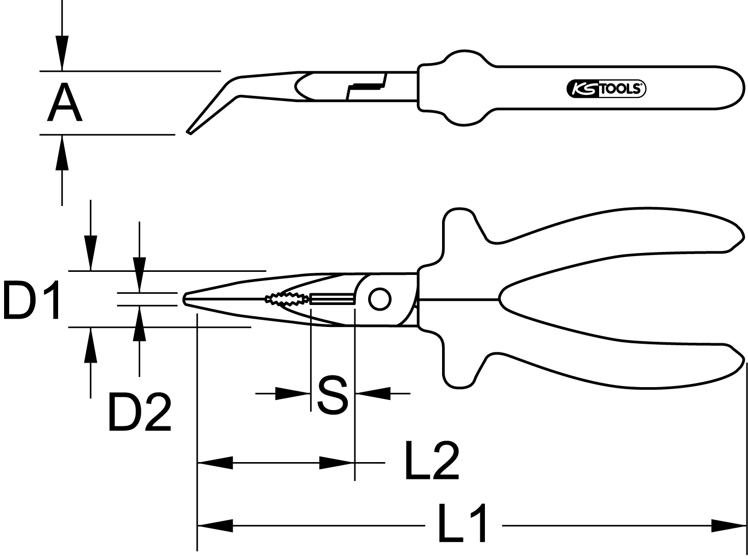 KS Tools SlimPOWER Flachrundzange, gebogen, 210mm