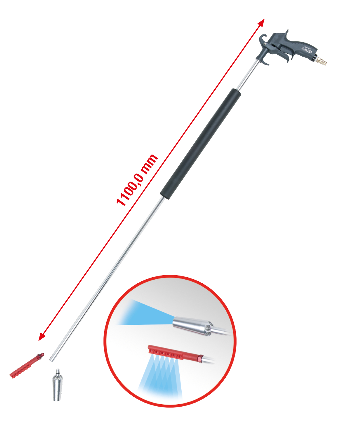KS Tools Druckluft-Ausblaspistole, lange Ausführung, 3-tlg