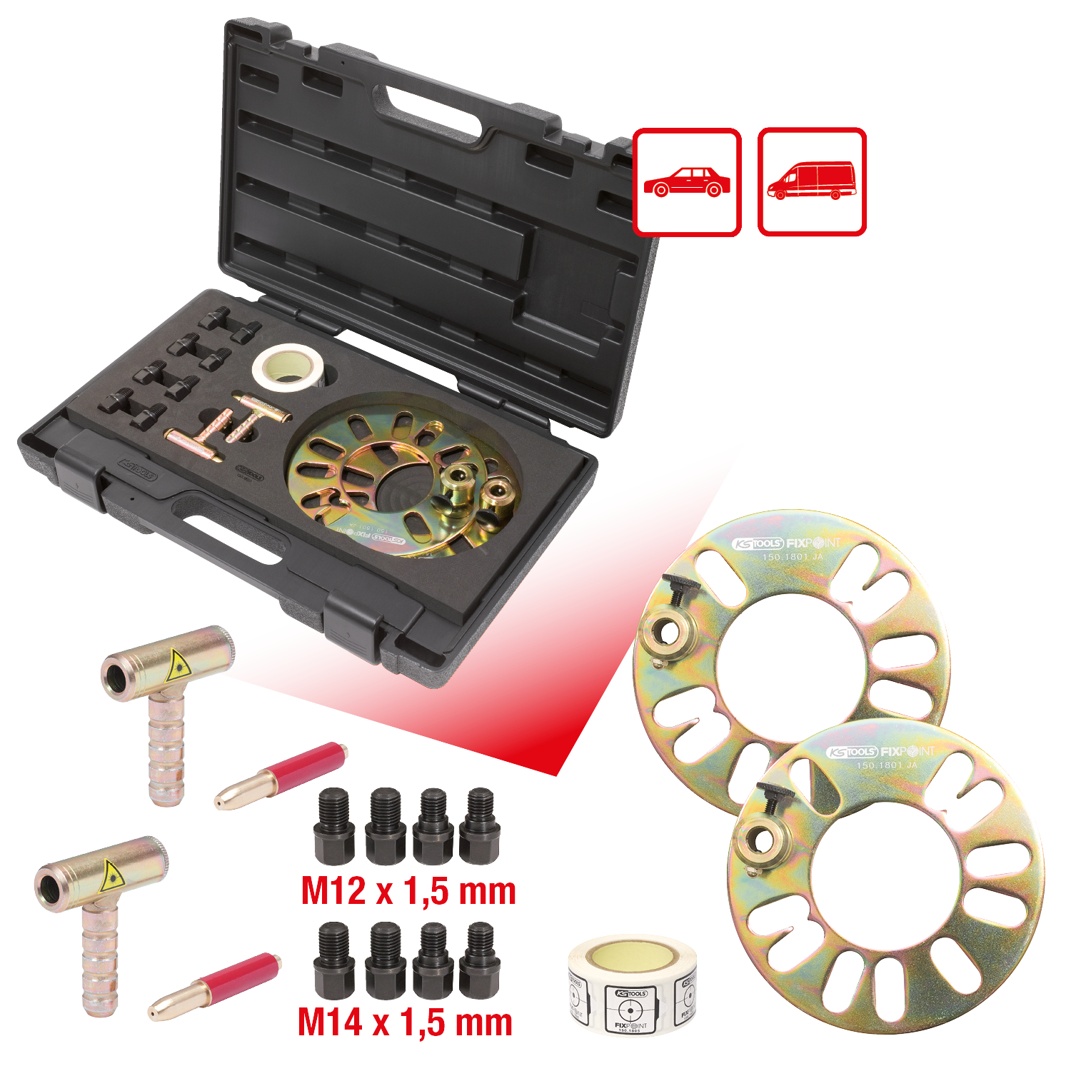 KS Tools PKW Fahrwerkjustier-System, 15-tlg