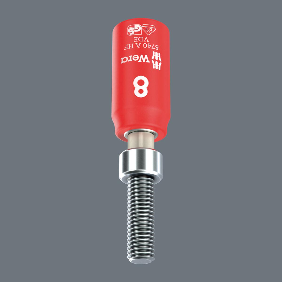 Wera 8740 A VDE HF Zyklop Bitnuss, isoliert, mit 1/4 zoll-Antrieb, mit Haltefunktion für Innensechskantschrauben, 4 x 45 mm