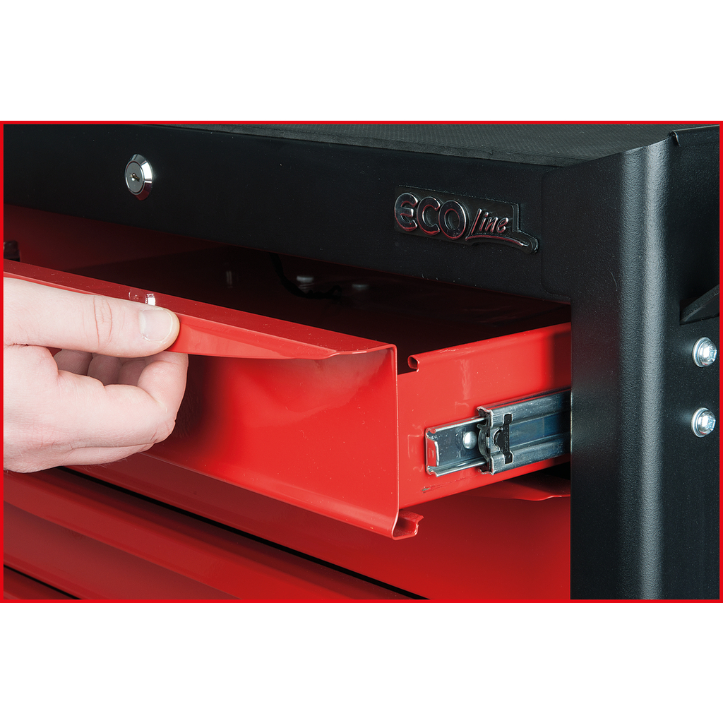 KS Tools ECOline SCHWARZ/ROT Werkstattwagen mit 7 Schubladen