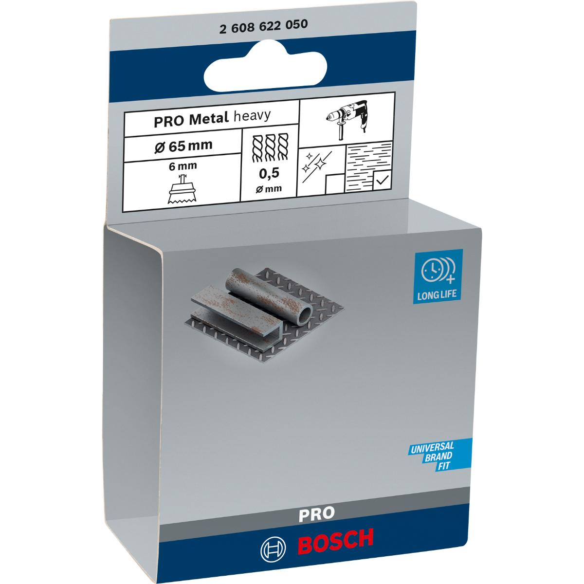 Bosch PRO Topfbürste, Stahl, gezopfter Draht, 65 mm, 0,5 mm, 4500 U/ min