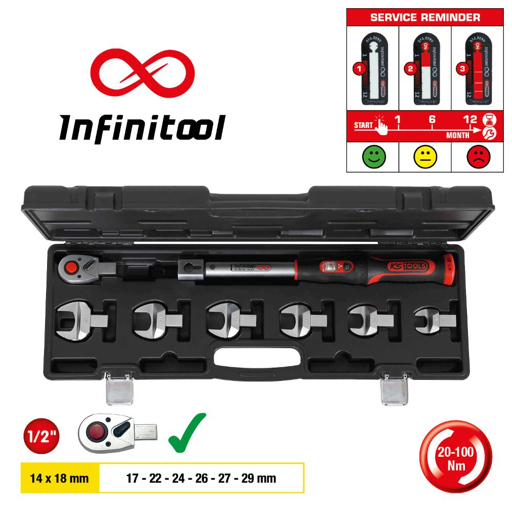 KS Tools 14x18mm INFINITOOL Einsteck-Drehmomentschlüssel-Satz 20-100Nm, 8-tlg