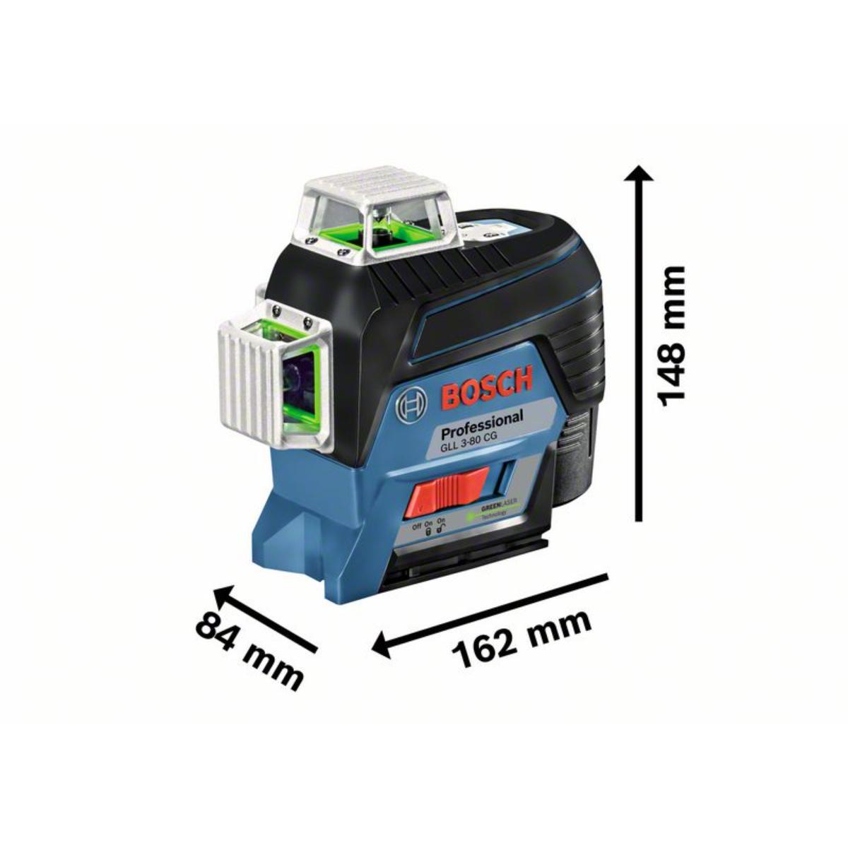Bosch Linienlaser GLL 3-80 CG, mit 1 x 2.0 Ah Li-Ion Akku, Halterung BM 1, L-BOXX