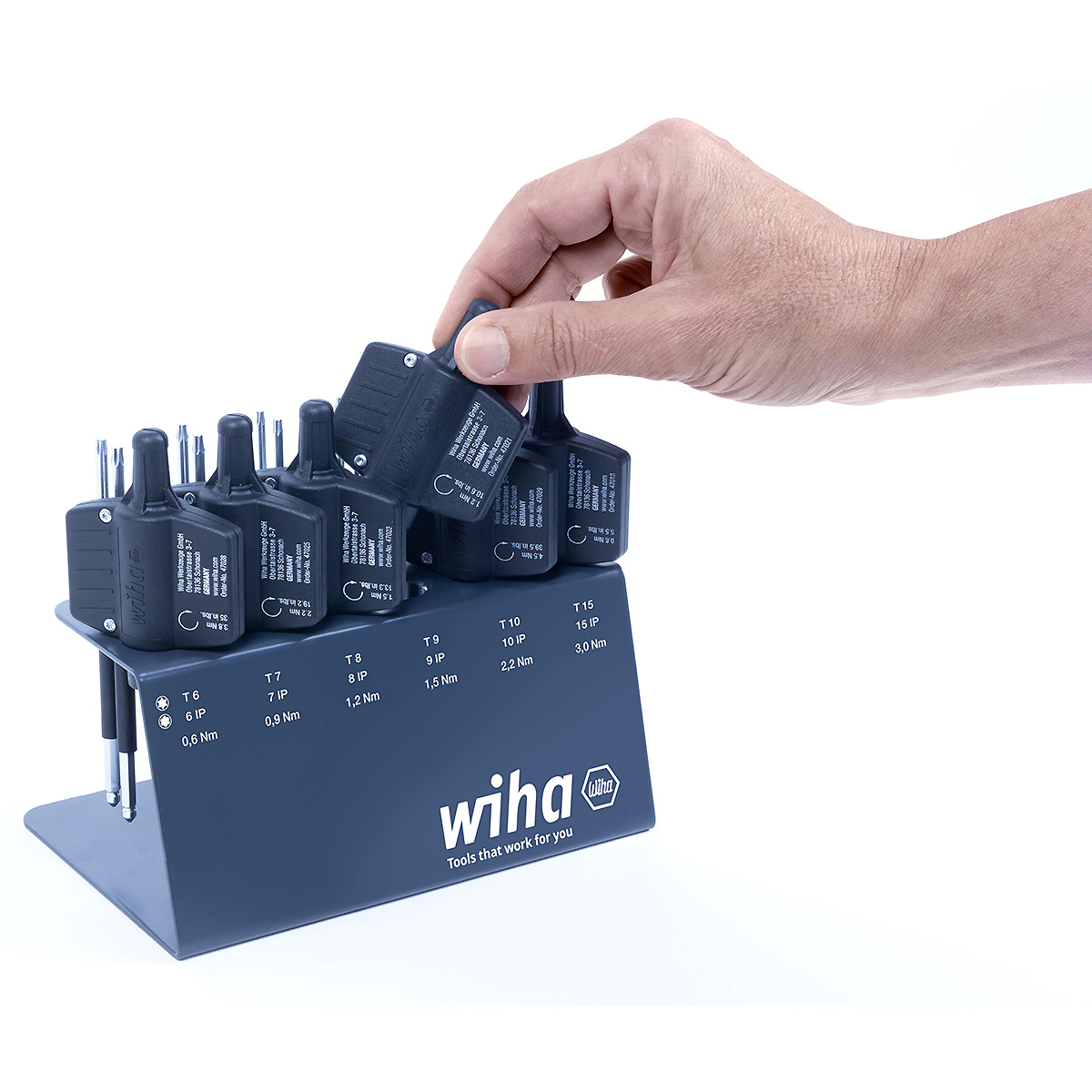Wiha Drehmoment-Schraubendreher mit Schlüsselgriff Set easyTorque Key Torx , TorxPlus 19-teiliges Set fest voreingestellte Drehmomentbegrenzung im Werkbankständer