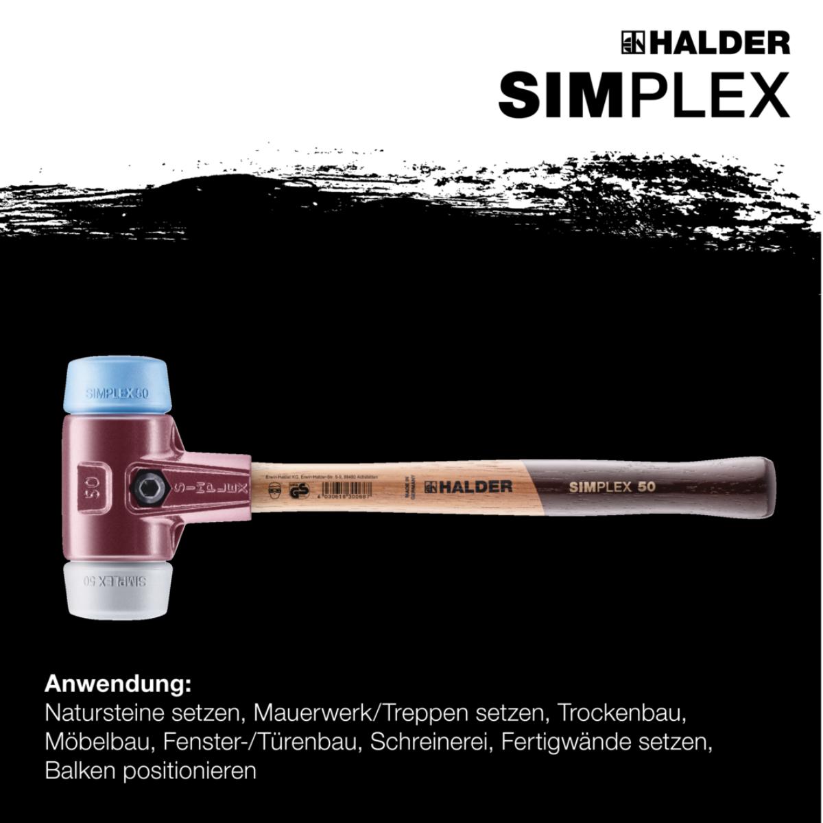 HALDER SIMPLEX - Schonhammer mit TE-Gehäuse und Holzstiel, TPE-mid / TPE-soft