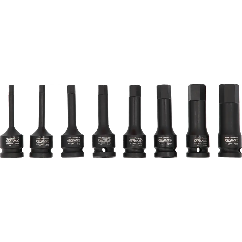KS TOOLS 1/2" Kraft-Bit-Stecknuss-Satz, lang, 8-tlg