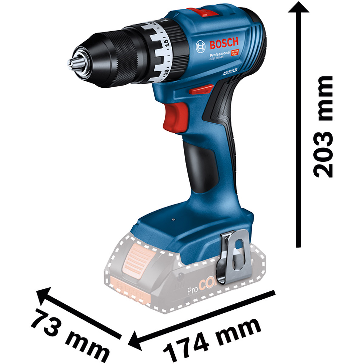 Bosch Schlagbohrschrauber GSB 18V-45 mit 2 x Li-Ion-Akku 2,0 Ah, Ladegerät