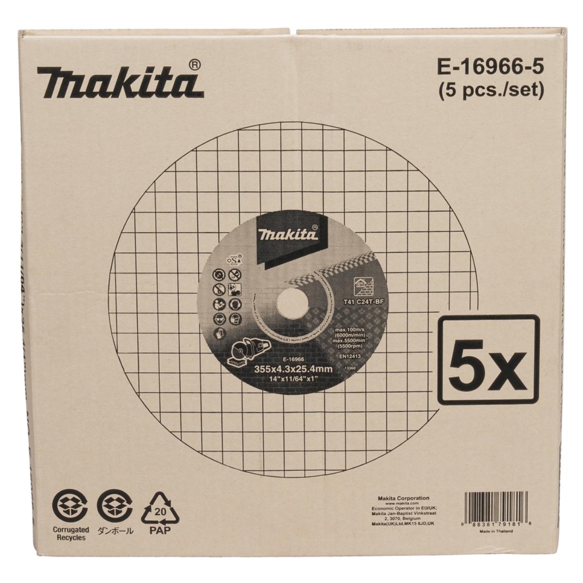 Makita Trennscheibe 355 x 25,4 mm - 4,3 mm - C24T - Mauerwerk - E-16966-5