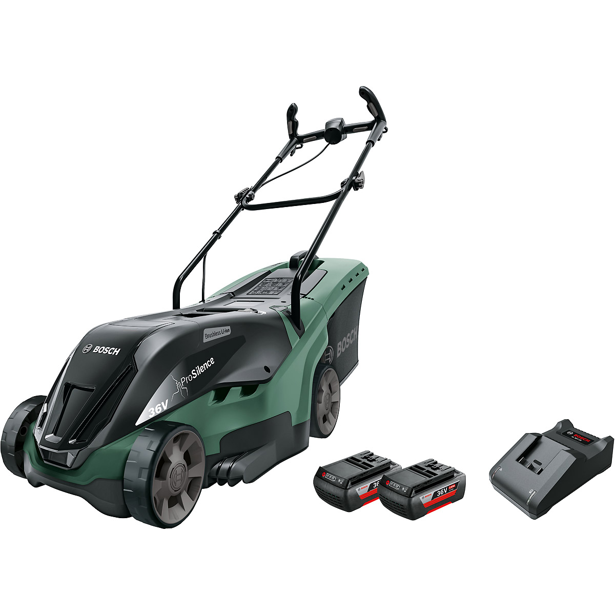 Bosch Akku-Rasenmäher UniversalRotak 36-560, 2 Akkus 36V /2,0 Ah, Ladegerät AL 3620 CV