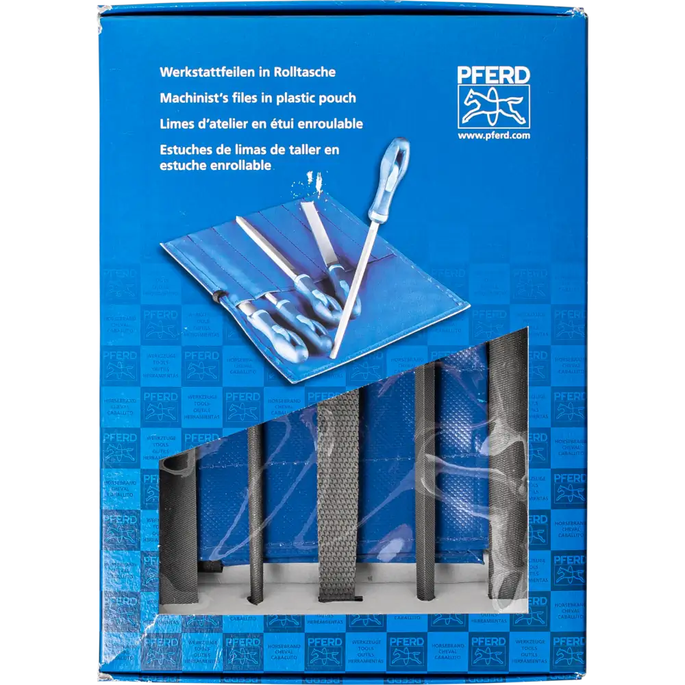 PFERD TOOLS Werkstattfeilen/-raspel-Set 5-tlg. in Rolltasche 200mm für grobe Zerspanung