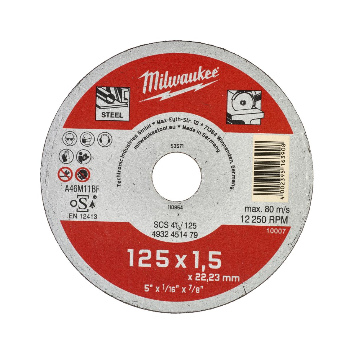 Milwaukee - Metalltrennscheibe 125x1,5 mm Contr. - 4932451479
