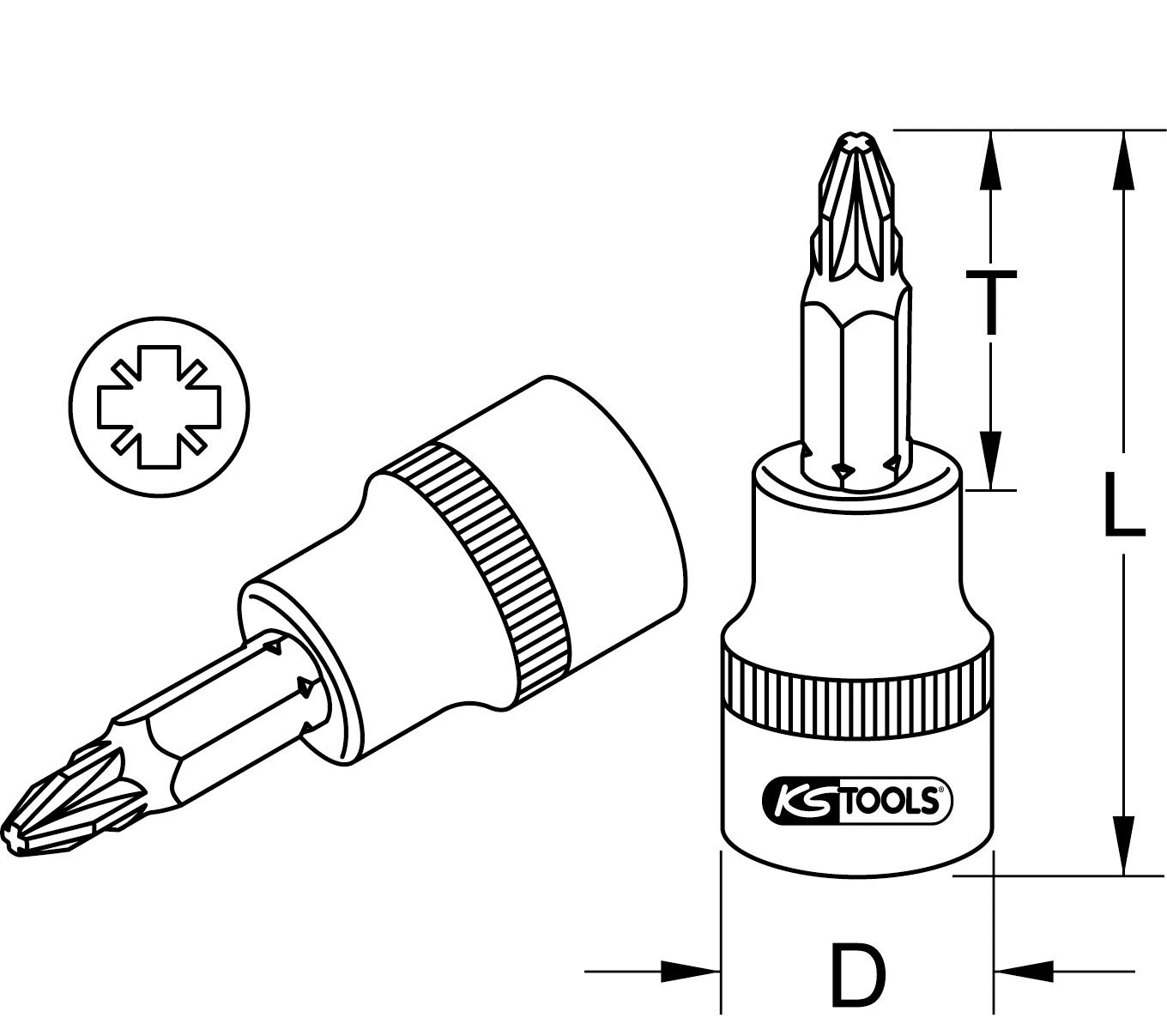 KS Tools 3/8" Bit-Stecknuss