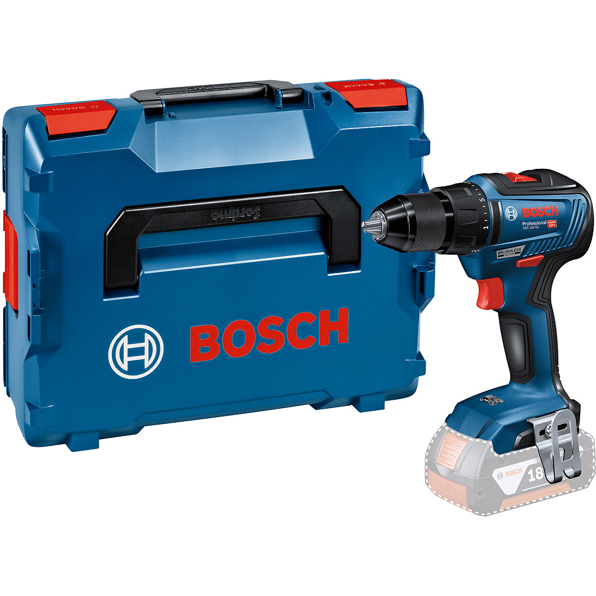 Bosch Akku-Bohrschrauber GSR 18V-55, Solo Version in L-Boxx