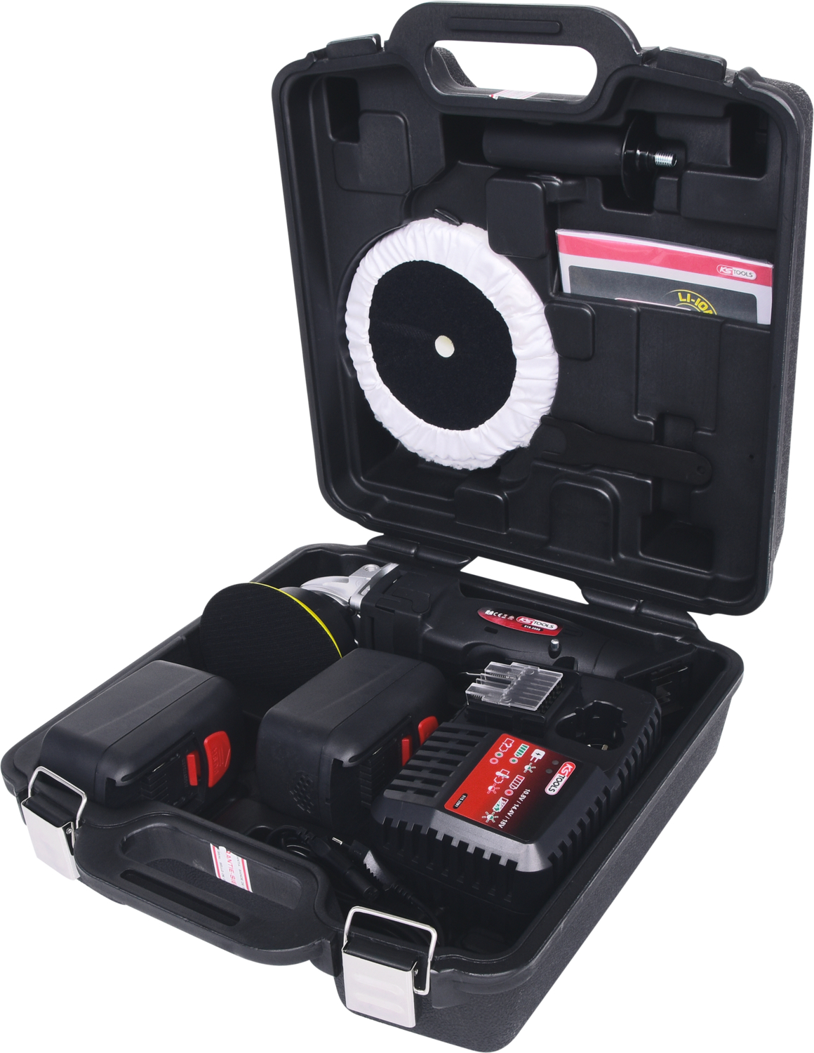 KS Tools Akku-Poliermaschine, 2.300 U-min 18V, mit 1 Akku und 1 Ladegerät