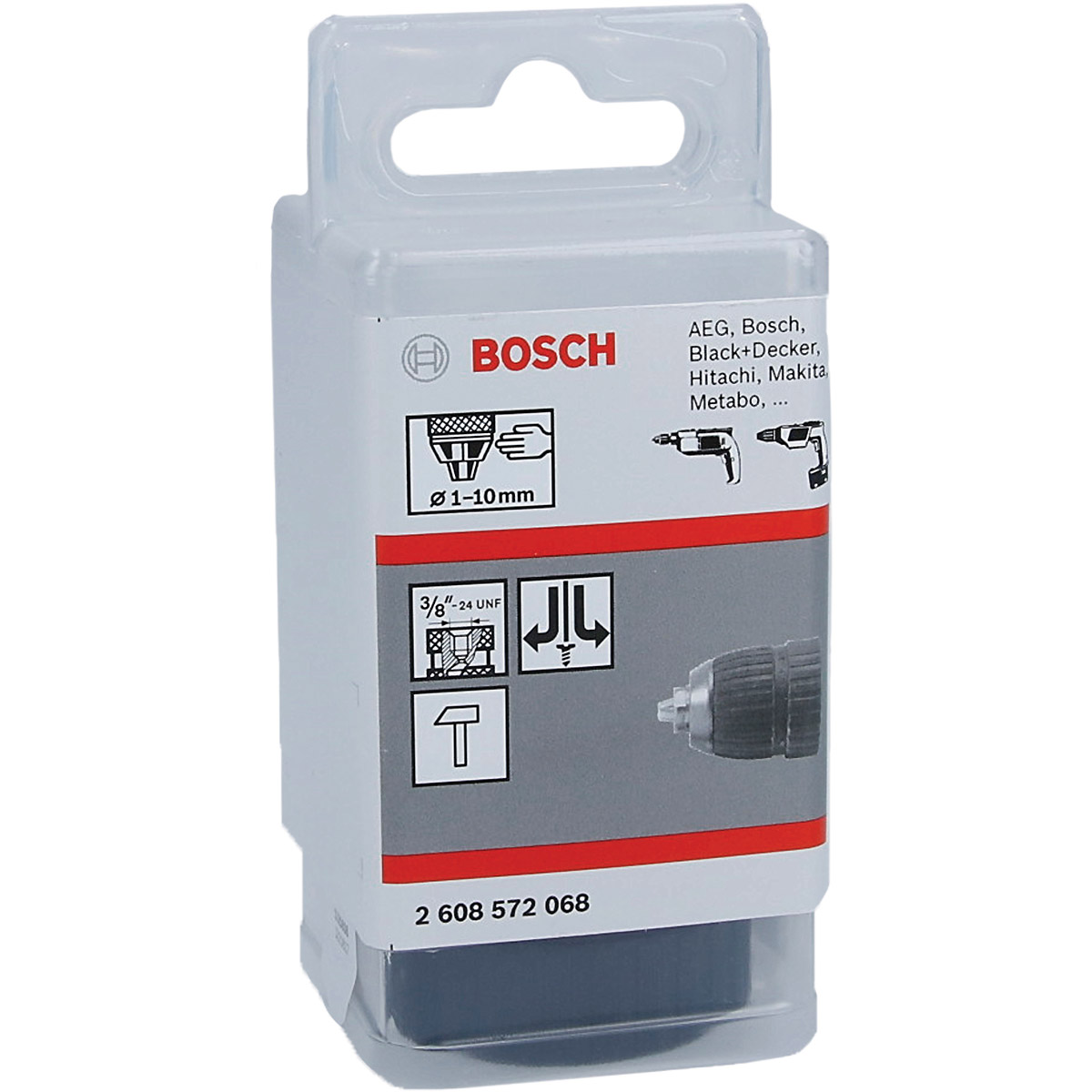 Bosch Schnellspannbohrfutter bis 10 mm, 1 bis 10 mm, 3/8 Zoll bis 24
