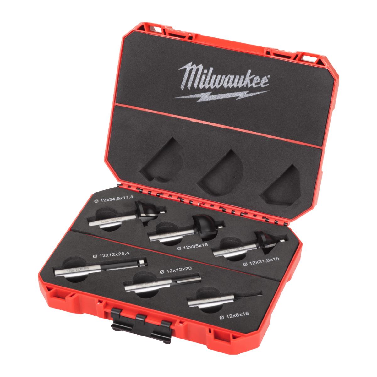 Milwaukee HM-Fräsersatz für Oberfräsen 12 mm Schaft - 6-teiliges Set