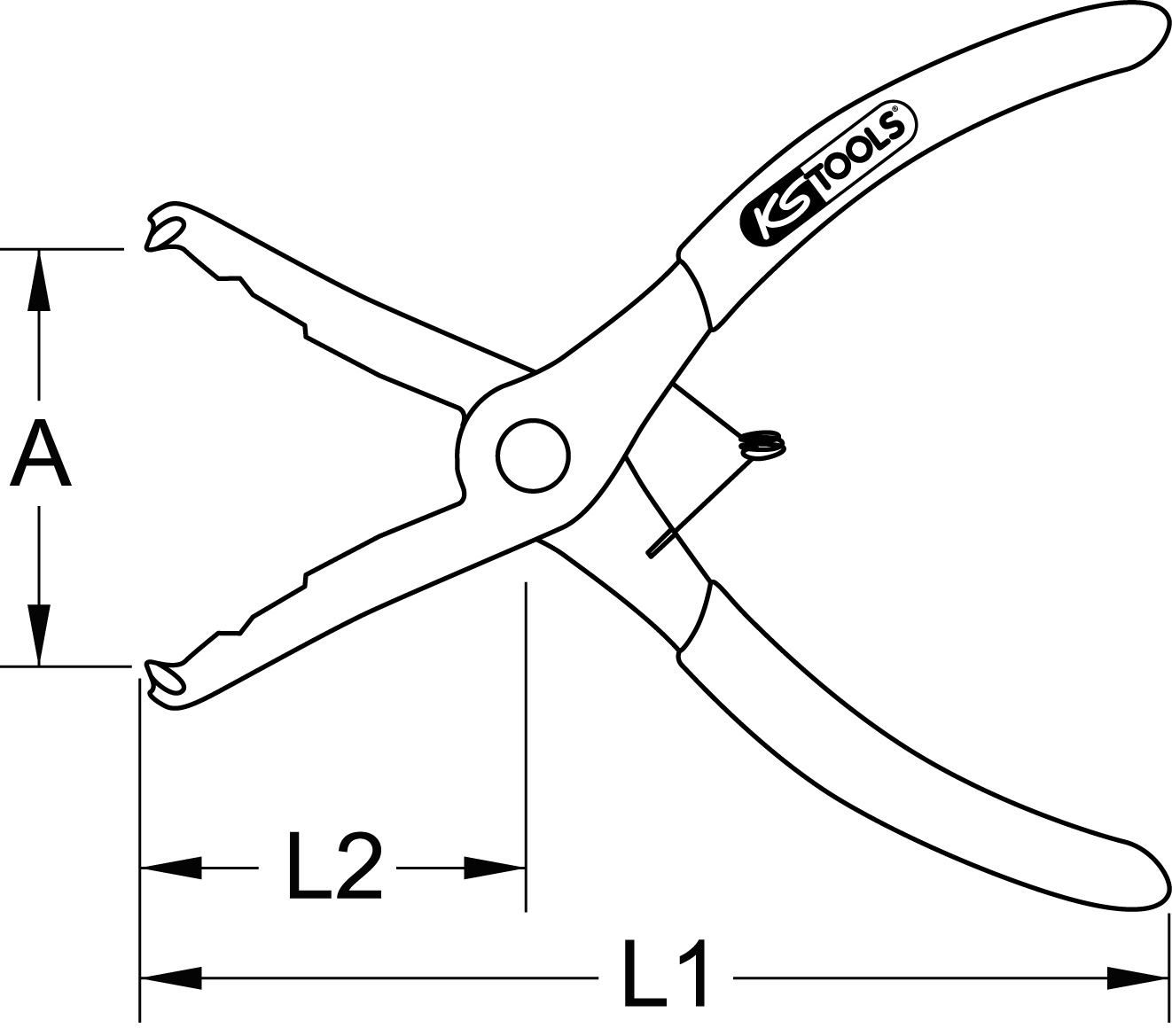 KS Tools Trim-Clip-Zange, Zangenende 80°, 200mm