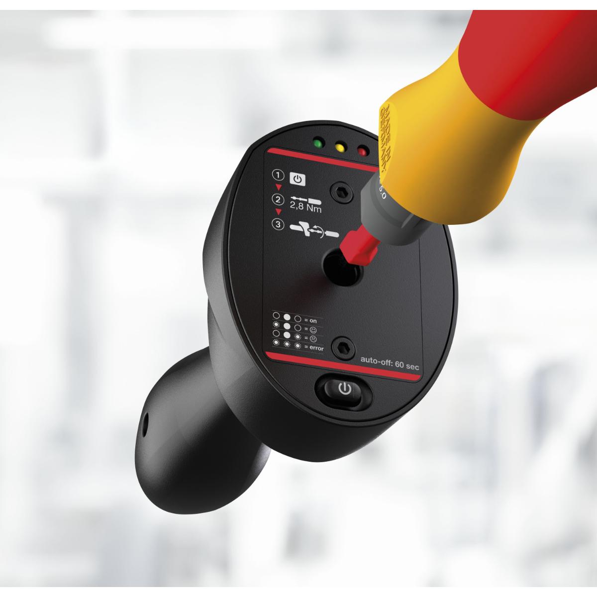 Wiha Drehmoment-Testgerät Torque QuickCheck Set 4-teiliges Set mit Adapterklingen, Batterien und Box