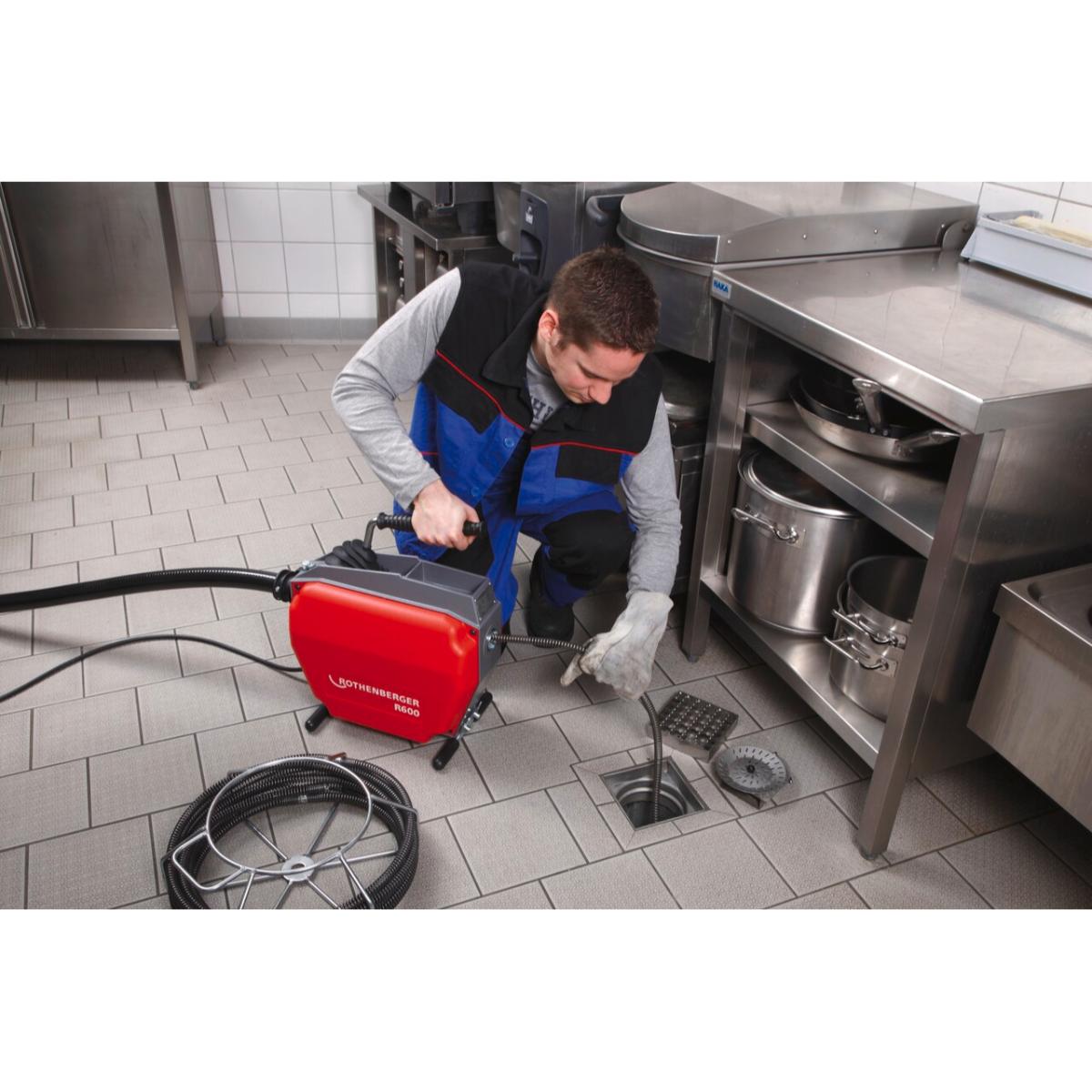 ROTHENBERGER E - Rohrreinigungsmaschine R600 mit Spiralen & Aufsatzwerkzeugen-set SMK, 16 - 22 mm