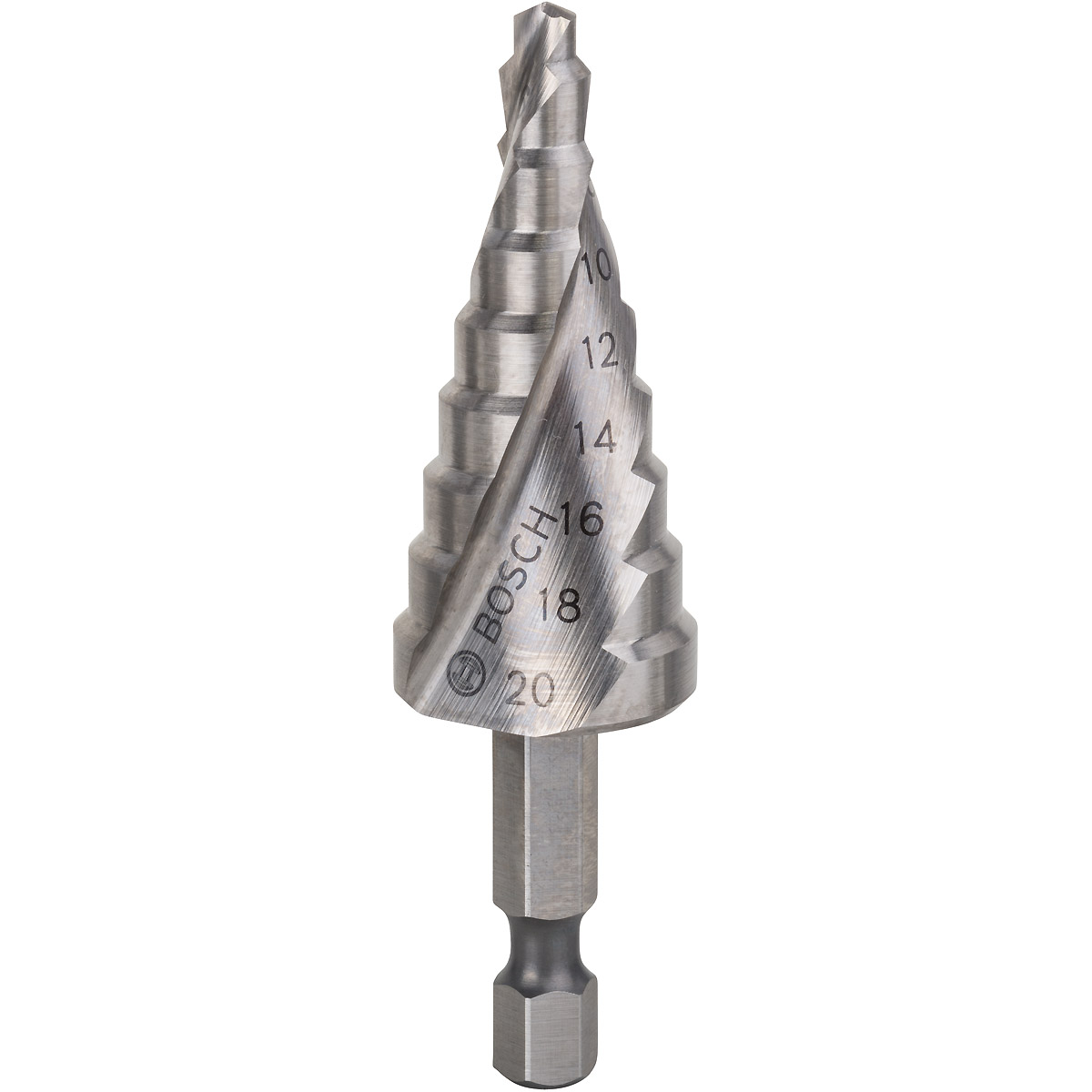 Bosch Stufenbohrer HSS, Sechskantschaft, 4 - 20 mm, 1/4 Zoll, 70,5 mm, 9 Stufen