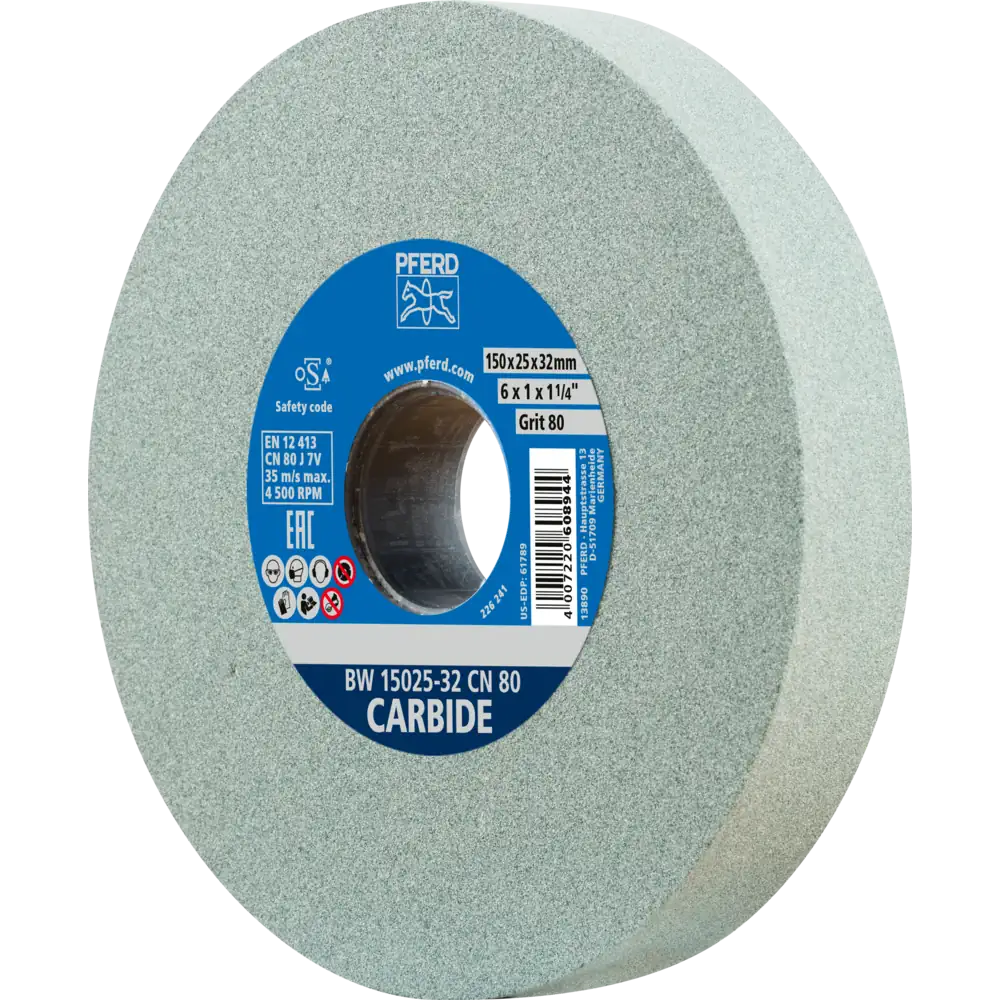 PFERD TOOLS Schleifbockscheibe Ø 150x25mm Bohrung-Ø 32mm SiC80 für harte Materialien