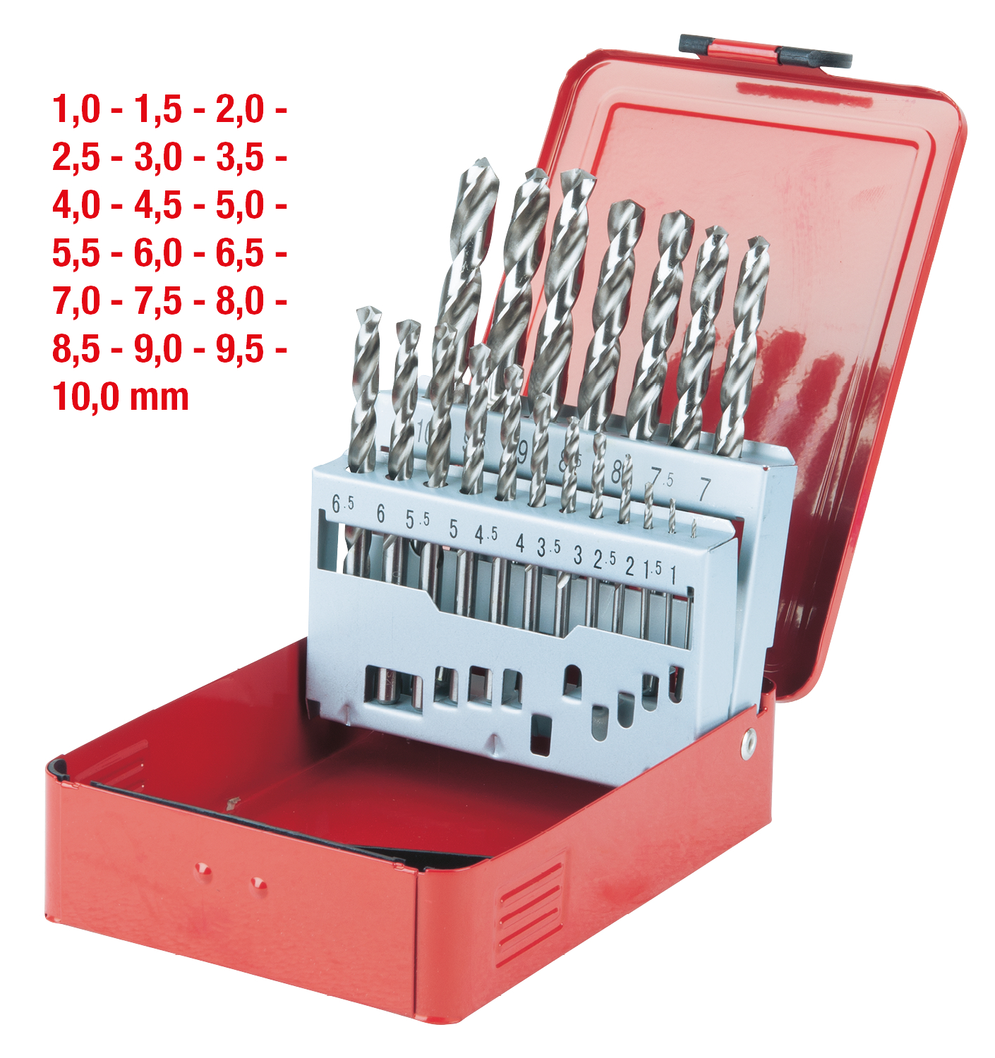 KS Tools HSS-G Spiralbohrer-Satz, Stahlblechkassette, 19-tlg 1-10mm