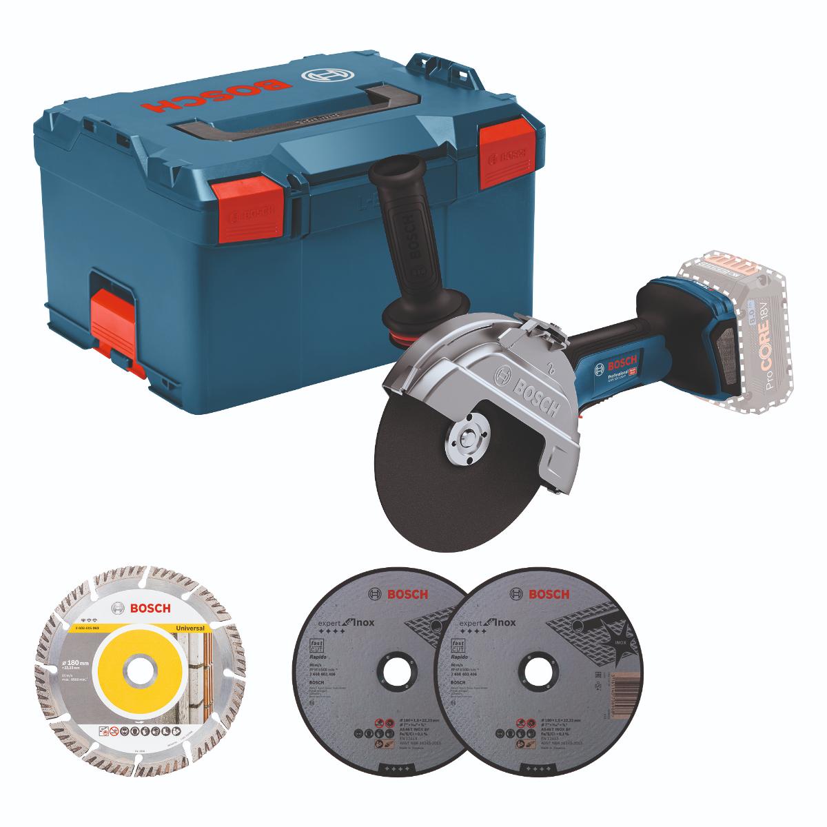 Bosch Akku-Winkelschleifer GWS 18V-180 P ohne Akkupack, L-BOXX