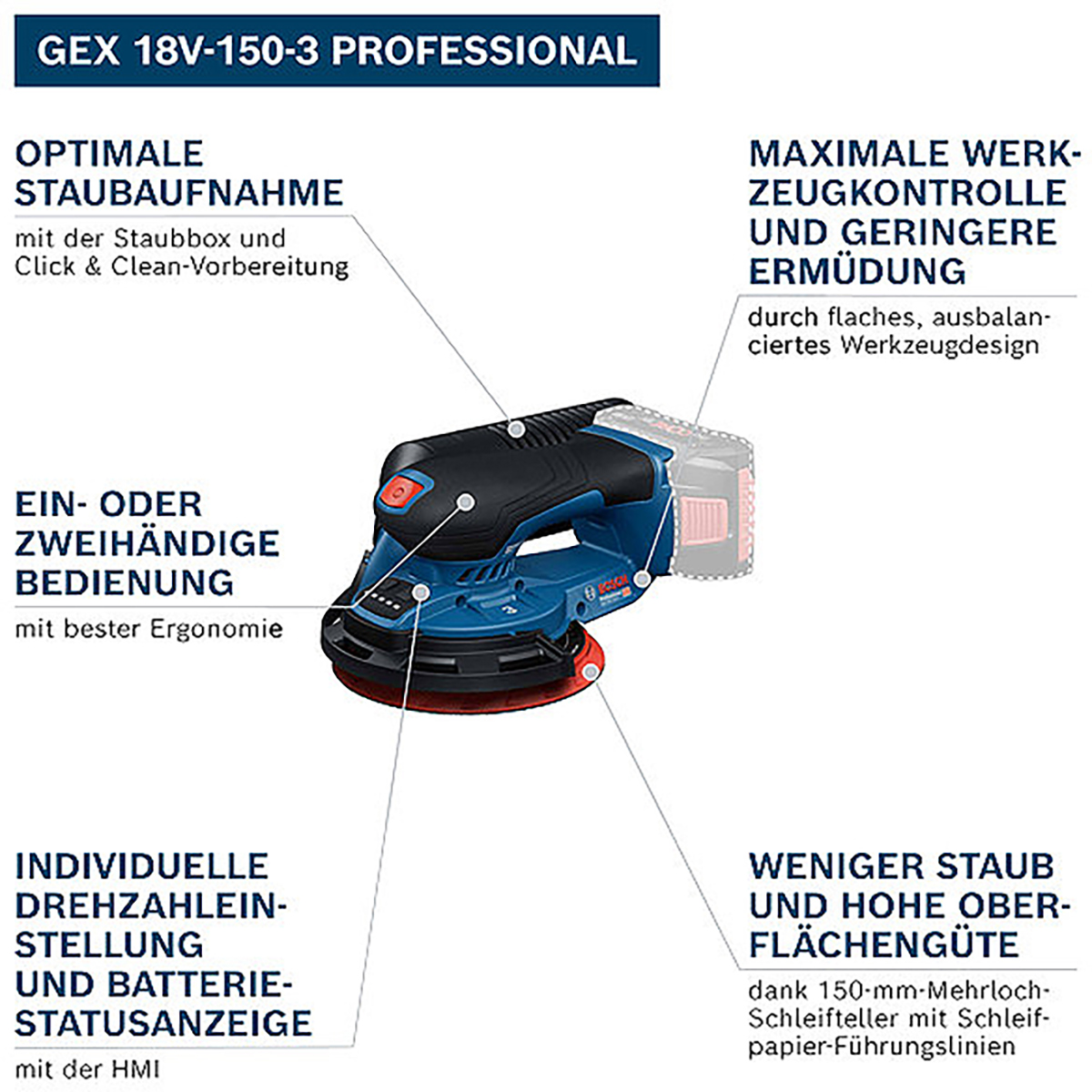 Bosch Akku-Exzenterschleifer GEX 18V-150-3