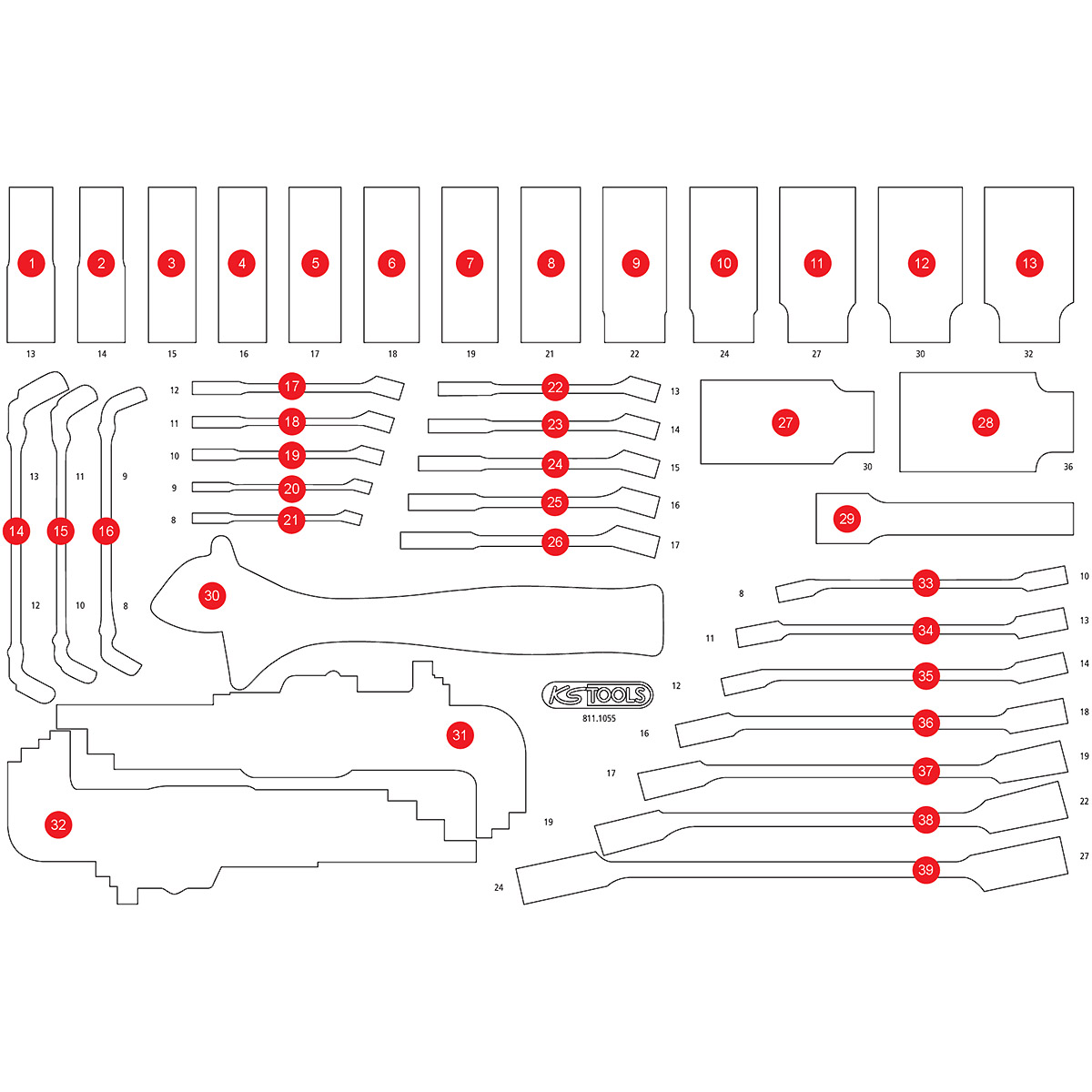KS Tools Leere Schaumstoffeinlage zu 811.1055