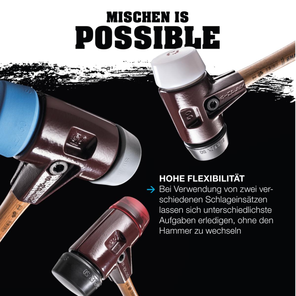 HALDER SIMPLEX - Schonhammer mit TE-Gehäuse und Holzstiel, Gummikomposition / TPE-soft