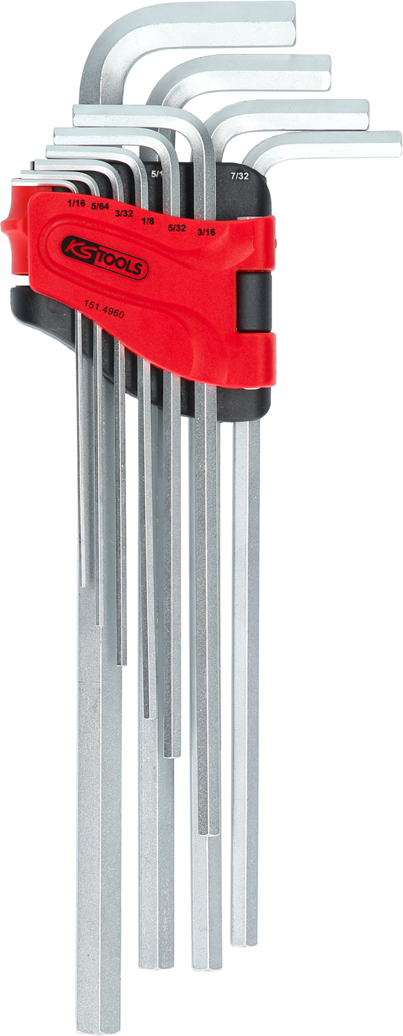 KS Tools Innensechskant-Winkelstiftschlüssel-Satz, extra lang, 10-tlg Zoll