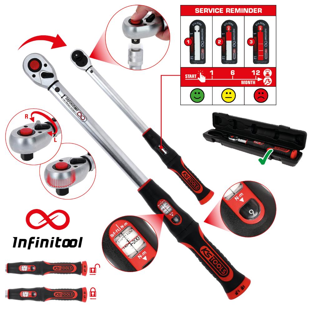 KS Tools 1/4 Zoll INFINITOOL Ratschen-Drehmomentschlüssel, 1-5 Nm
