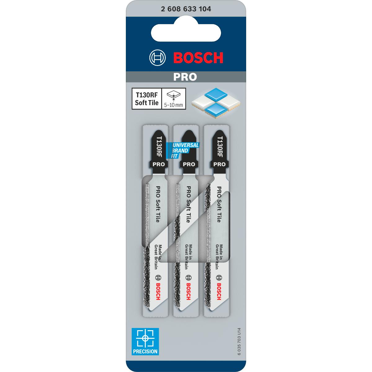 Bosch PRO Stichsägeblatt T 130 RF Special for Ceramics, 3er-Pack