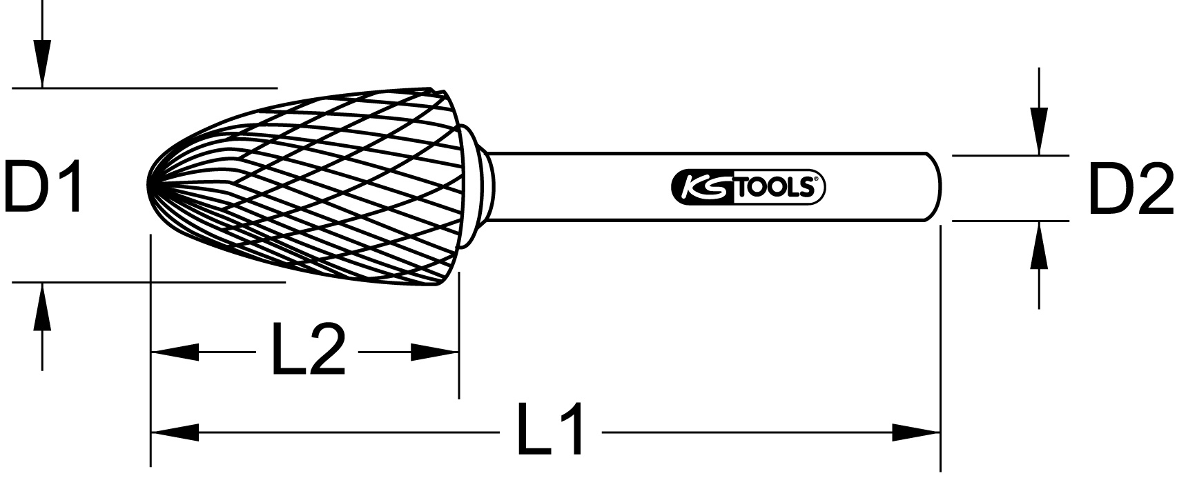 KS Tools HM Rundbogen-Frässtift Form F