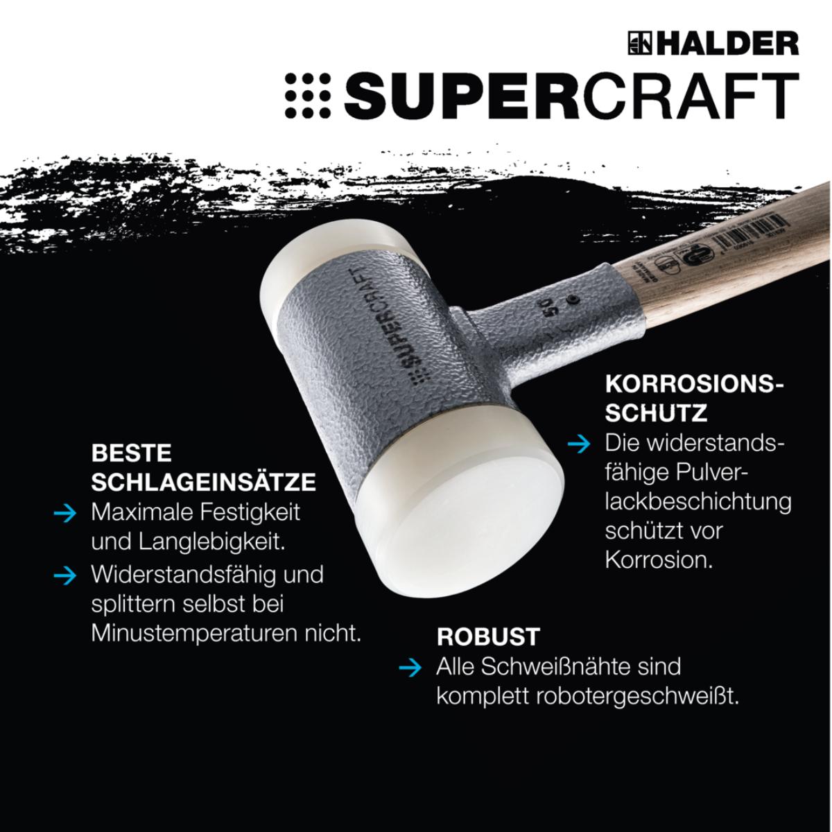 HALDER SUPERCRAFT - Schonhammer rückschlagfrei mit Hickorystiel, Nylon