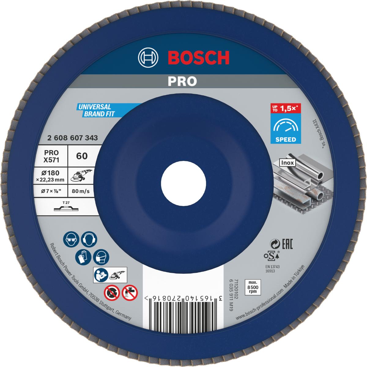 Bosch PRO Fächerschleifscheibe X571 Best for Metal, gerade, Kunststoff