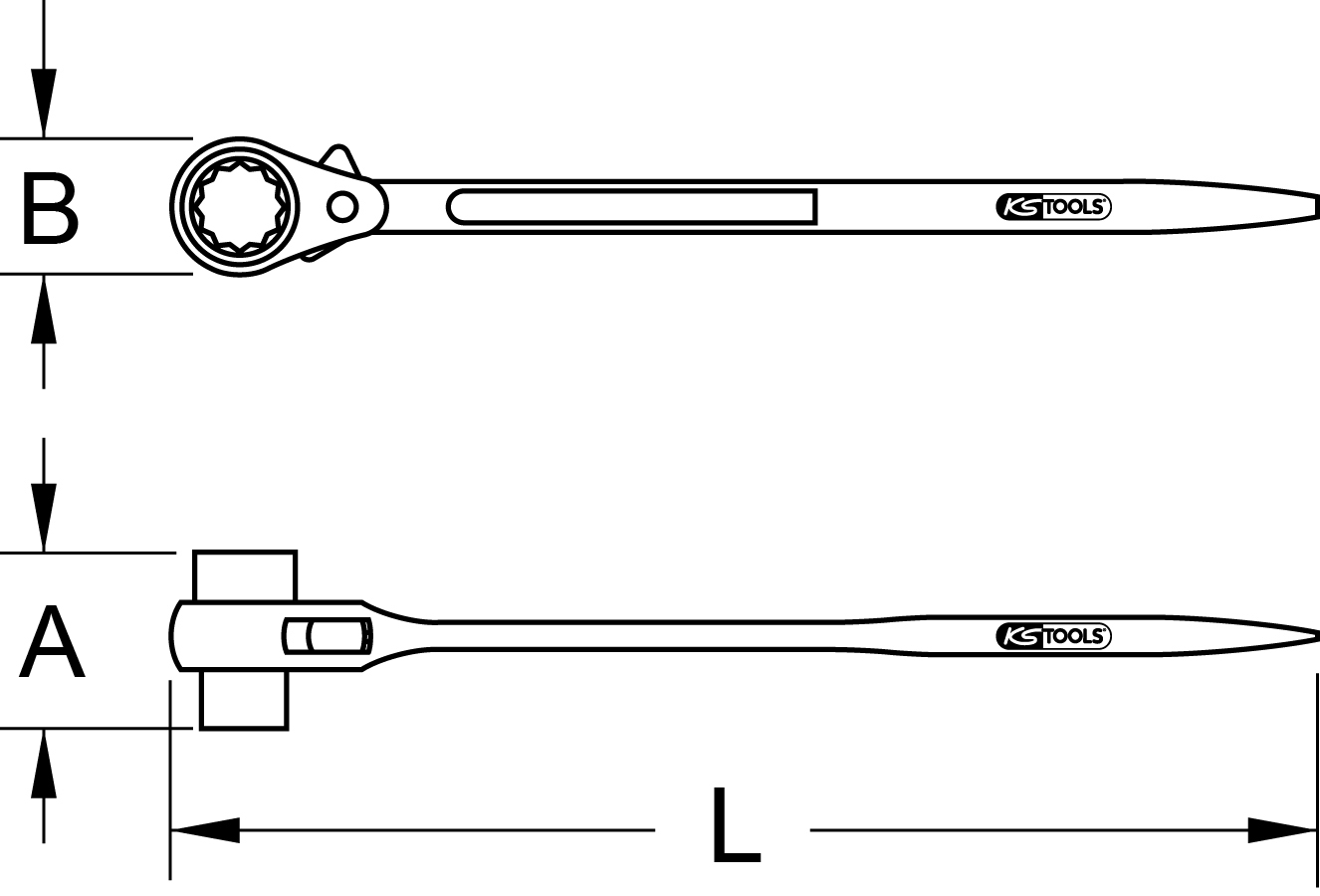 KS Tools 4 in 1 Gerüstbauschlüssel, 19x22mm