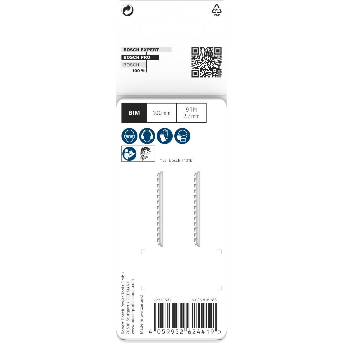 Bosch PRO Hardwood clean T101BF Stichsägeblatt,100 mm - 2 stück