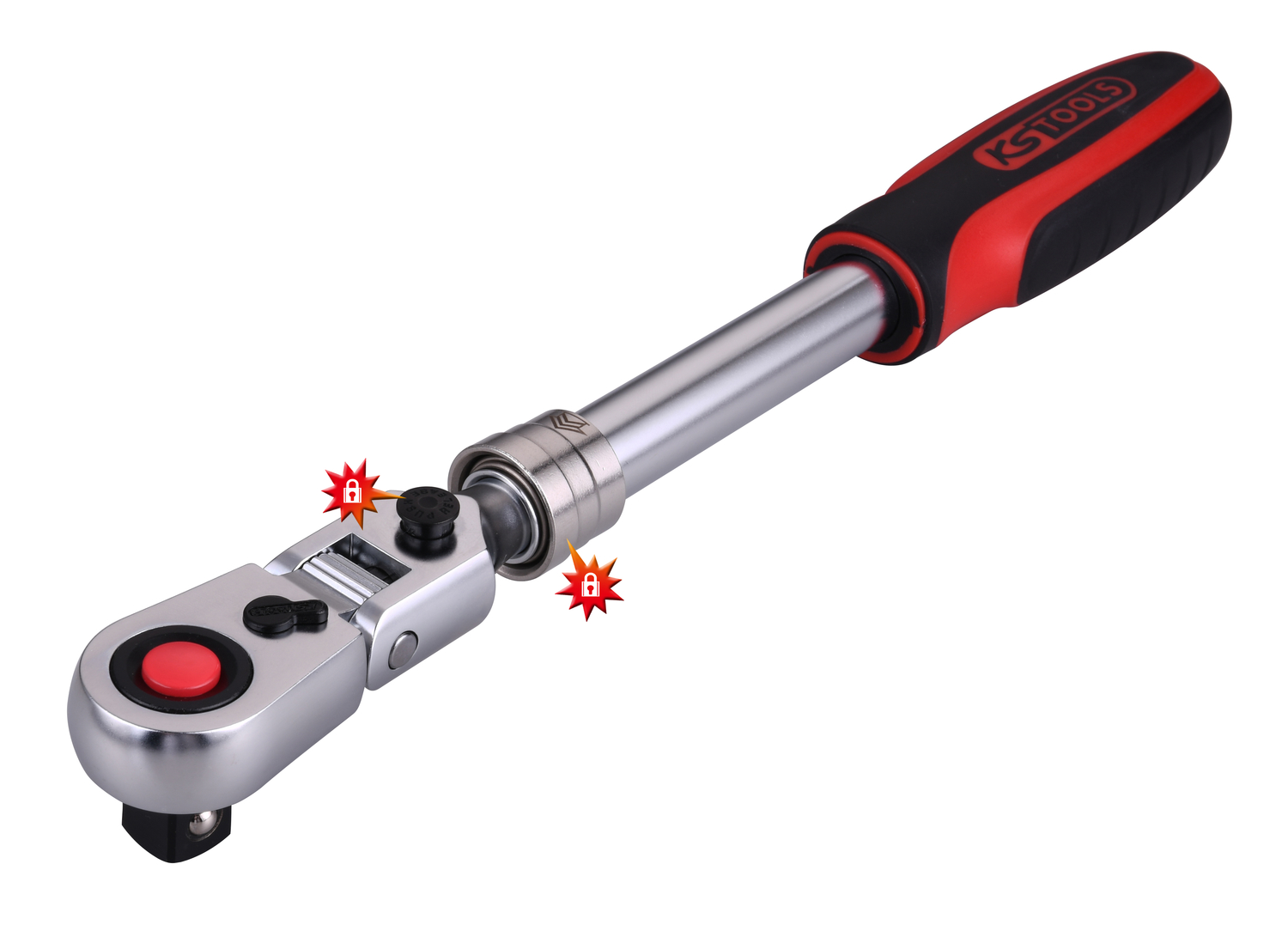 KS Tools 1/2" SlimPOWER Teleskop-Gelenk-Umschaltknarre, 72 Zahn